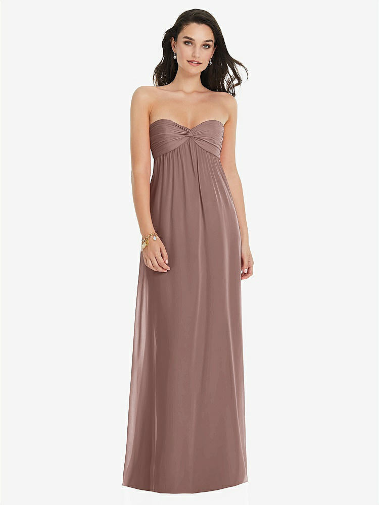 【STYLE: 3101】Twist Shirred Strapless Empire Waist Gown with Optional Straps【COLOR: Sienna】