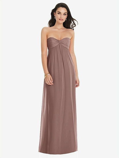 【STYLE: 3101】Twist Shirred Strapless Empire Waist Gown with Optional Straps【COLOR: Sienna】