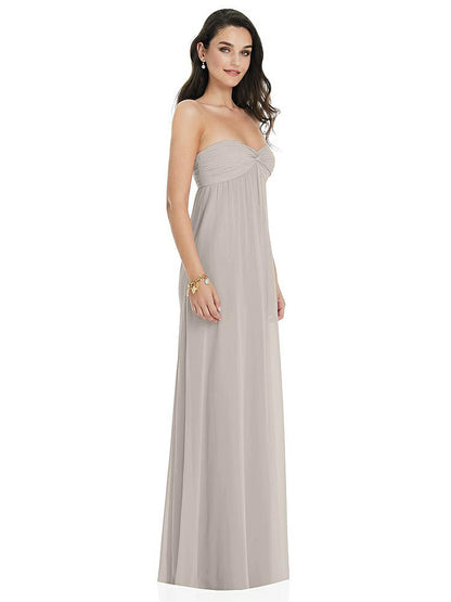 【STYLE: 3101】Twist Shirred Strapless Empire Waist Gown with Optional Straps【COLOR: Taupe】