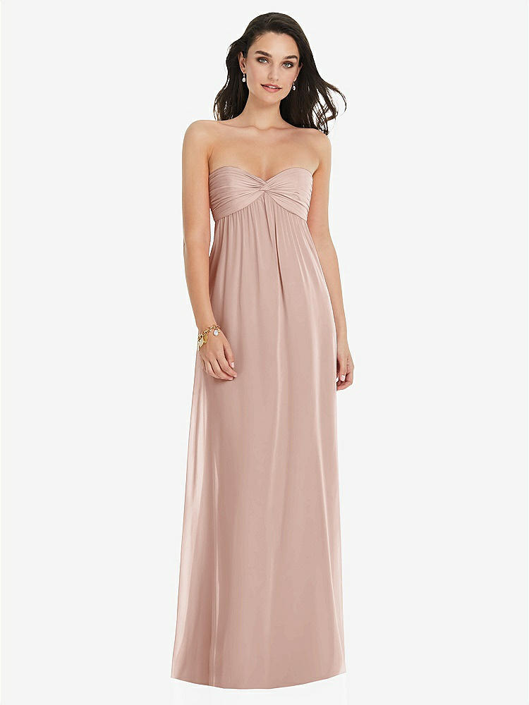 【STYLE: 3101】Twist Shirred Strapless Empire Waist Gown with Optional Straps【COLOR: Toasted Sugar】