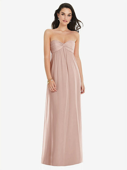 【STYLE: 3101】Twist Shirred Strapless Empire Waist Gown with Optional Straps【COLOR: Toasted Sugar】