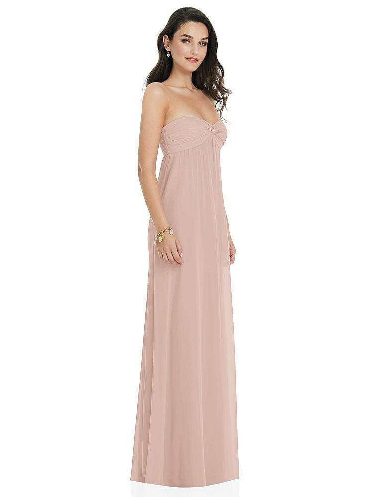 【STYLE: 3101】Twist Shirred Strapless Empire Waist Gown with Optional Straps【COLOR: Toasted Sugar】