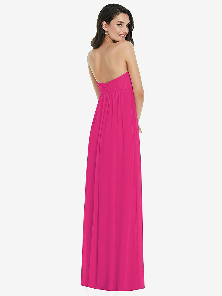 【STYLE: 3101】Twist Shirred Strapless Empire Waist Gown with Optional Straps【COLOR: Think Pink】