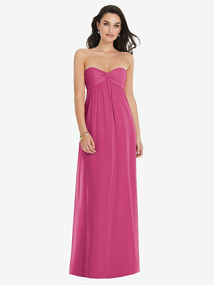 【STYLE: 3101】Twist Shirred Strapless Empire Waist Gown with Optional Straps【COLOR: Tea Rose】