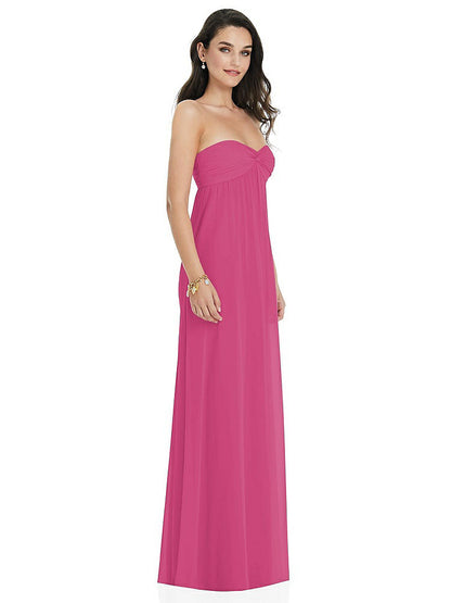 【STYLE: 3101】Twist Shirred Strapless Empire Waist Gown with Optional Straps【COLOR: Tea Rose】