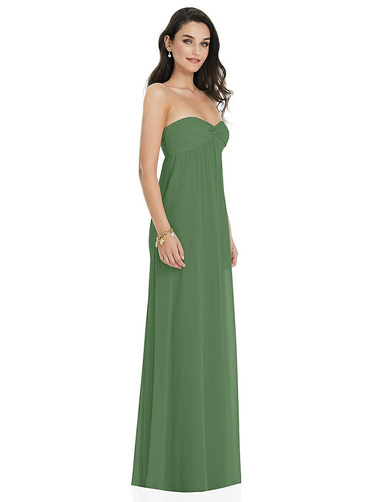 【STYLE: 3101】Twist Shirred Strapless Empire Waist Gown with Optional Straps【COLOR: Vineyard Green】