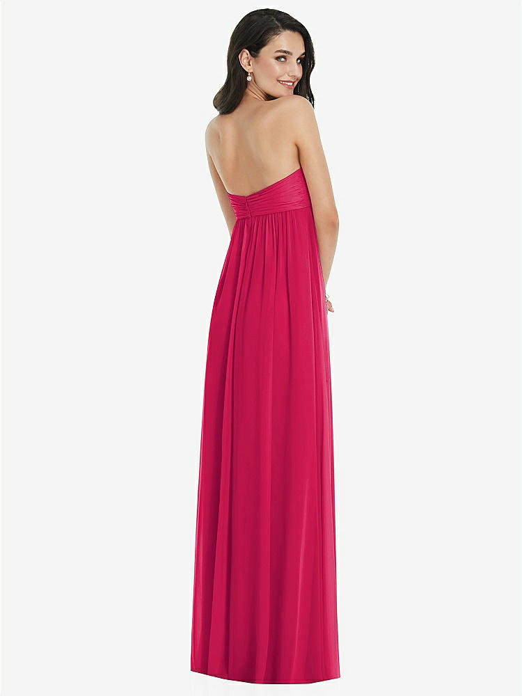 【STYLE: 3101】Twist Shirred Strapless Empire Waist Gown with Optional Straps【COLOR: Vivid Pink】