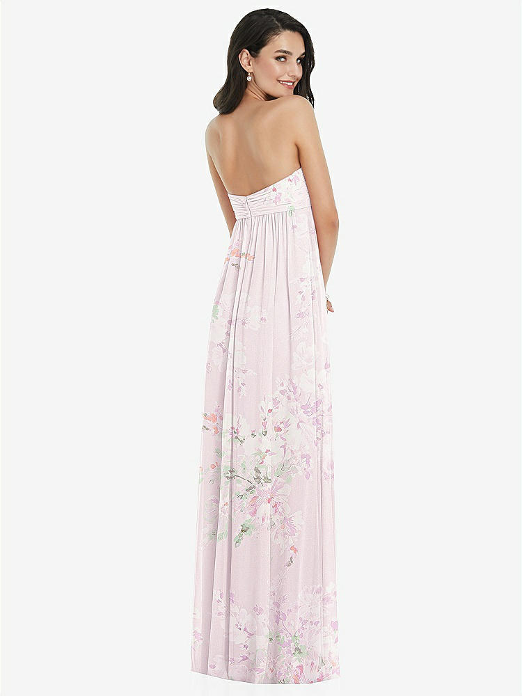 【STYLE: 3101】Twist Shirred Strapless Empire Waist Gown with Optional Straps【COLOR: Watercolor Print】