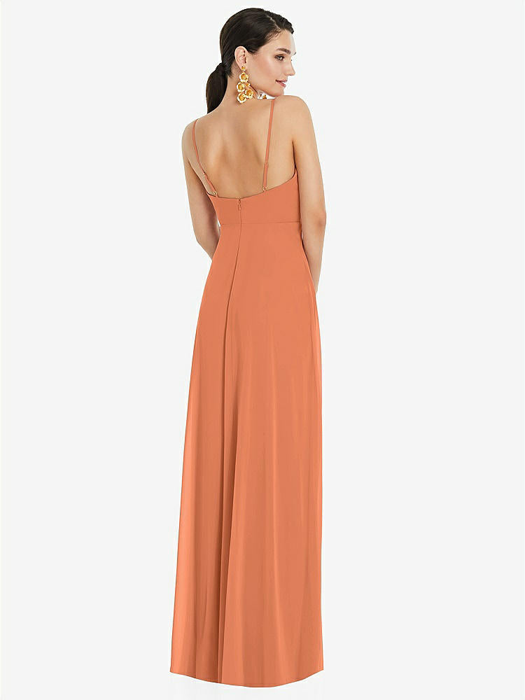 【STYLE: LB036】Adjustable Strap Wrap Bodice Maxi Dress with Front Slit 【COLOR: Sweet Melon】