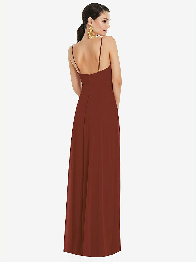 【STYLE: LB036】Adjustable Strap Wrap Bodice Maxi Dress with Front Slit 【COLOR: Auburn Moon】