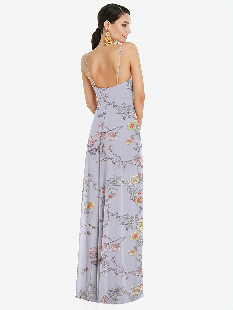 【STYLE: LB036】Adjustable Strap Wrap Bodice Maxi Dress with Front Slit 【COLOR: Butterfly Botanica Silver Dove】