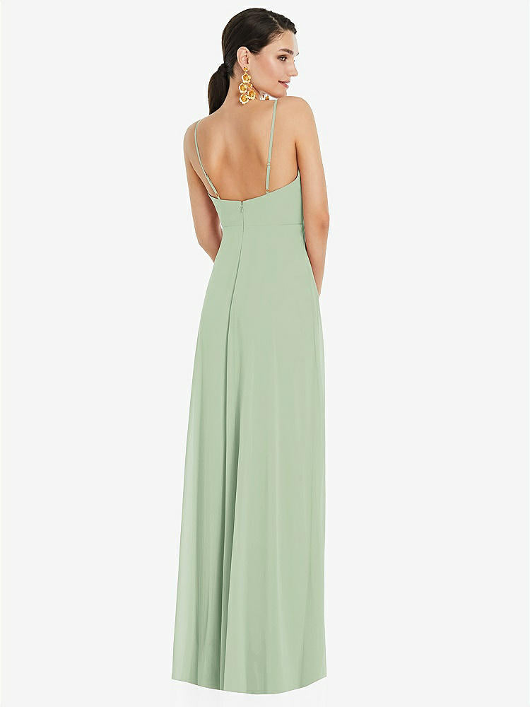 【STYLE: LB036】Adjustable Strap Wrap Bodice Maxi Dress with Front Slit 【COLOR: Celadon】
