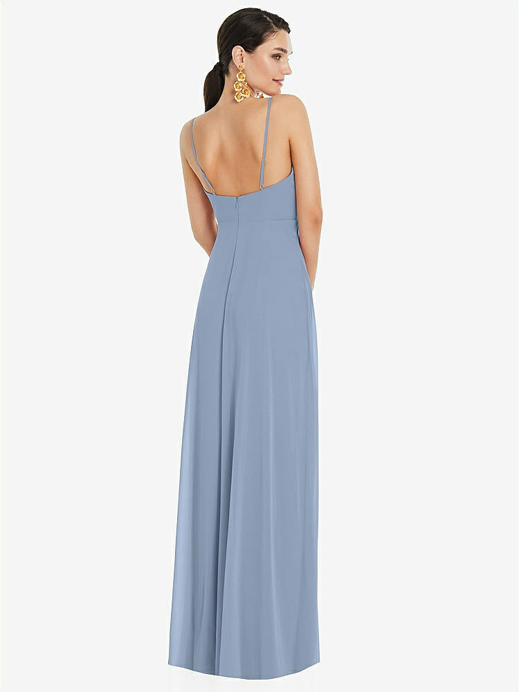 【STYLE: LB036】Adjustable Strap Wrap Bodice Maxi Dress with Front Slit 【COLOR: Cloudy】