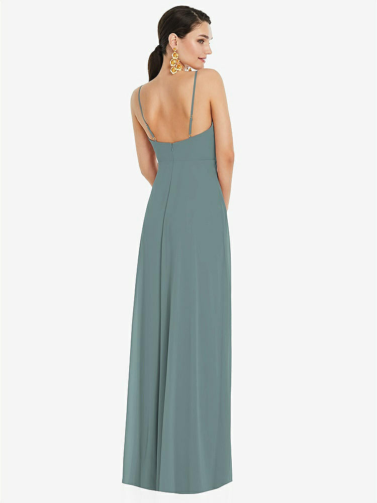 【STYLE: LB036】Adjustable Strap Wrap Bodice Maxi Dress with Front Slit 【COLOR: Icelandic】
