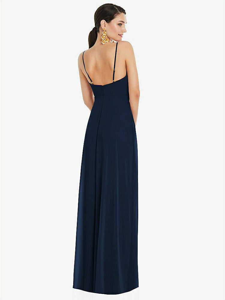 【STYLE: LB036】Adjustable Strap Wrap Bodice Maxi Dress with Front Slit 【COLOR: Midnight Navy】