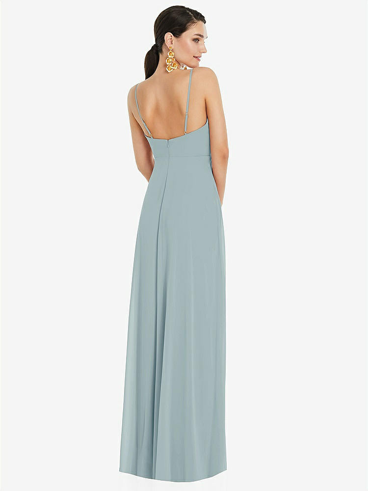 【STYLE: LB036】Adjustable Strap Wrap Bodice Maxi Dress with Front Slit 【COLOR: Morning Sky】
