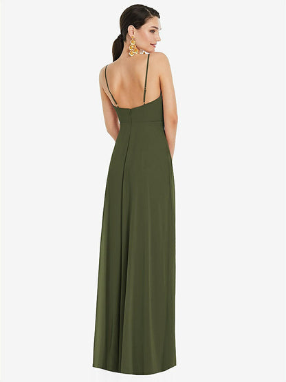 【NEW】【STYLE: LB036】調整可能 ストラップ ラップ ボディス マキシ ドレス 前面 スリット 【COLOR: Olive Green】【SIZE: 00-30W】
