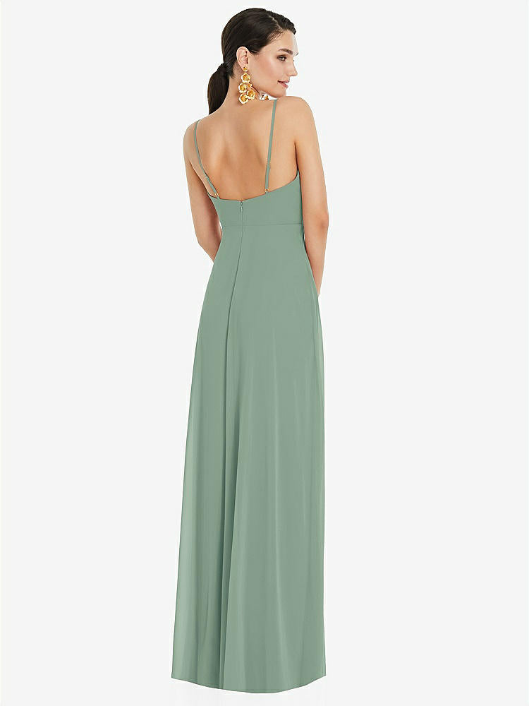 【STYLE: LB036】Adjustable Strap Wrap Bodice Maxi Dress with Front Slit 【COLOR: Seagrass】