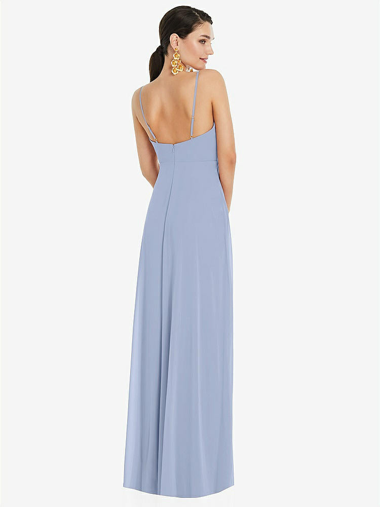 【STYLE: LB036】Adjustable Strap Wrap Bodice Maxi Dress with Front Slit 【COLOR: Sky Blue】