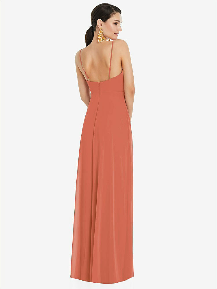 【STYLE: LB036】Adjustable Strap Wrap Bodice Maxi Dress with Front Slit 【COLOR: Terracotta Copper】
