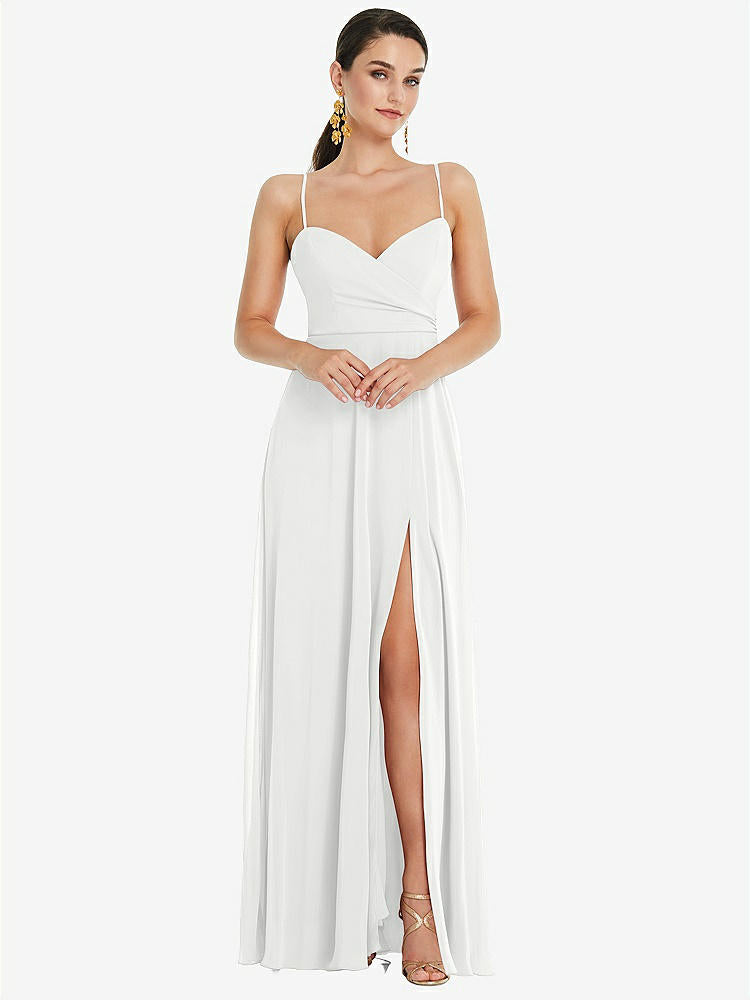 【STYLE: LB036】Adjustable Strap Wrap Bodice Maxi Dress with Front Slit 【COLOR: White】