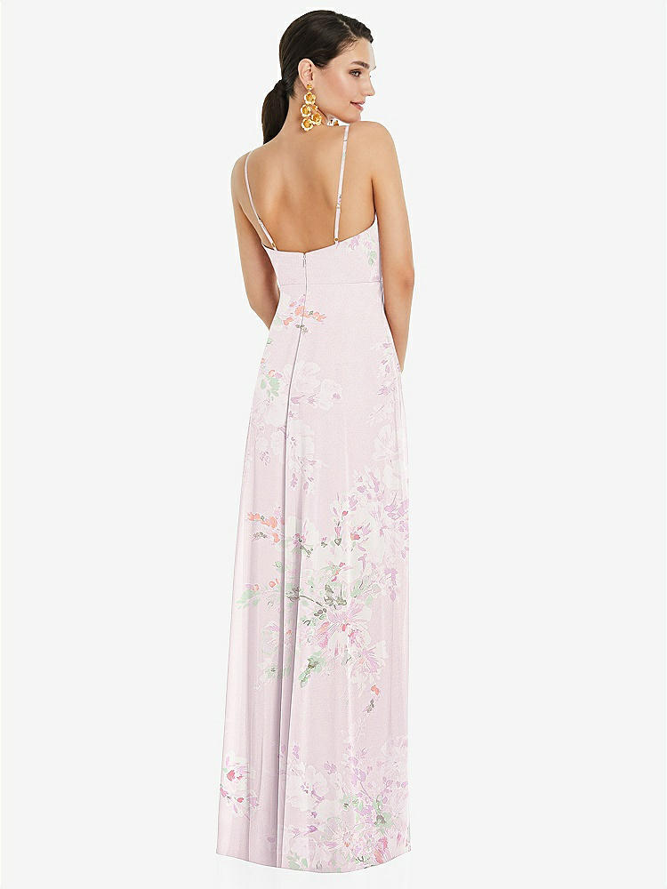 【STYLE: LB036】Adjustable Strap Wrap Bodice Maxi Dress with Front Slit 【COLOR: Watercolor Print】