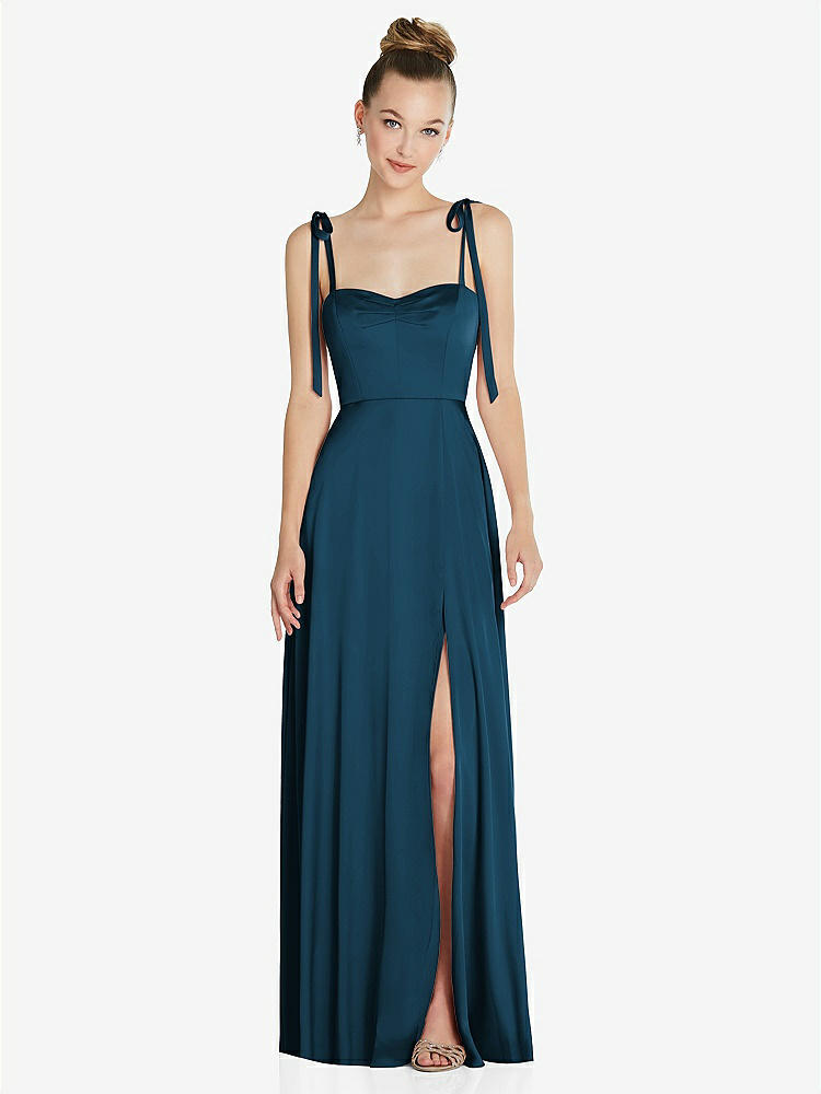 【NEW】【STYLE: TH099】ネクタイ 肩 a-line maxi ドレス【COLOR: Atlantic Blue】【SIZE: 00-30W】