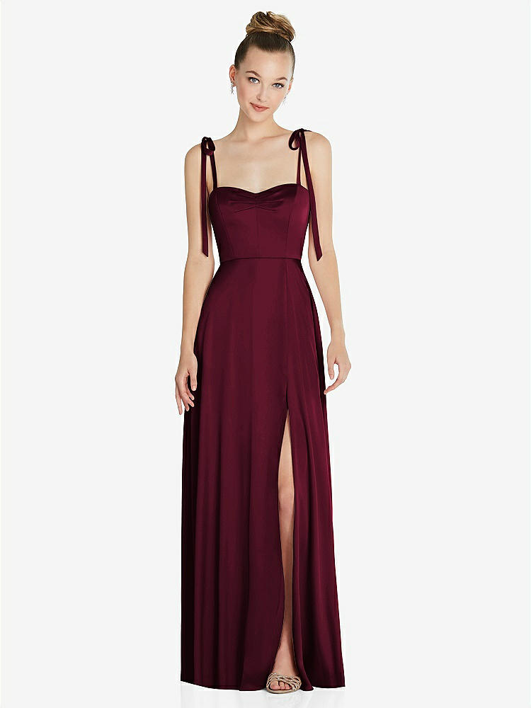 【STYLE: TH099】Tie Shoulder A-Line Maxi Dress【COLOR: Cabernet】