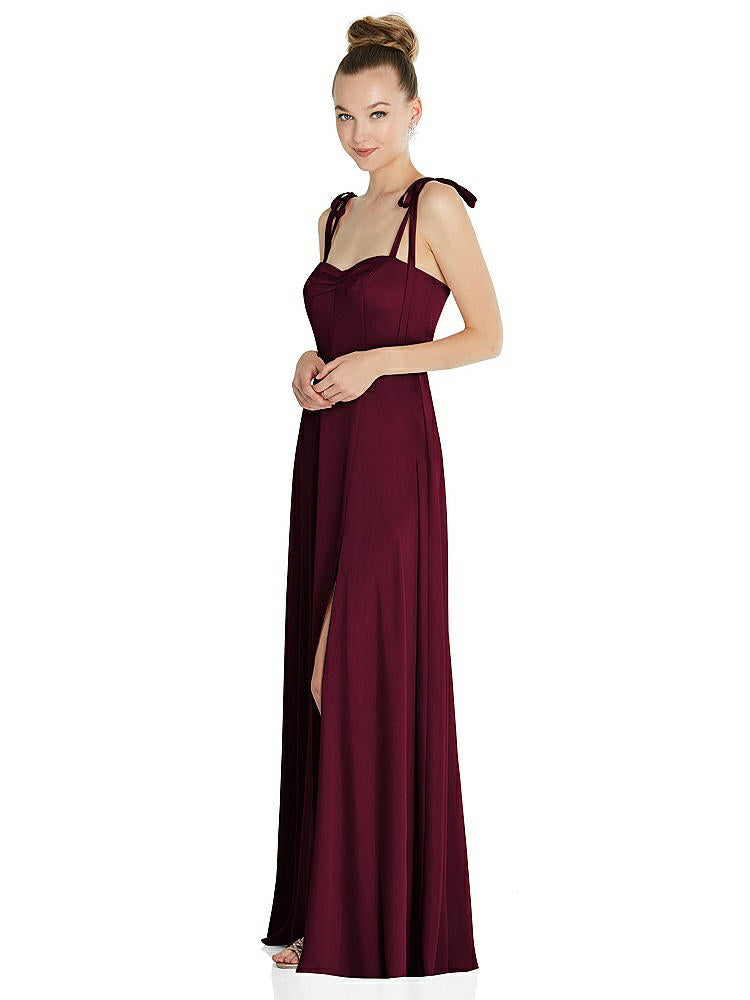 【STYLE: TH099】Tie Shoulder A-Line Maxi Dress【COLOR: Cabernet】