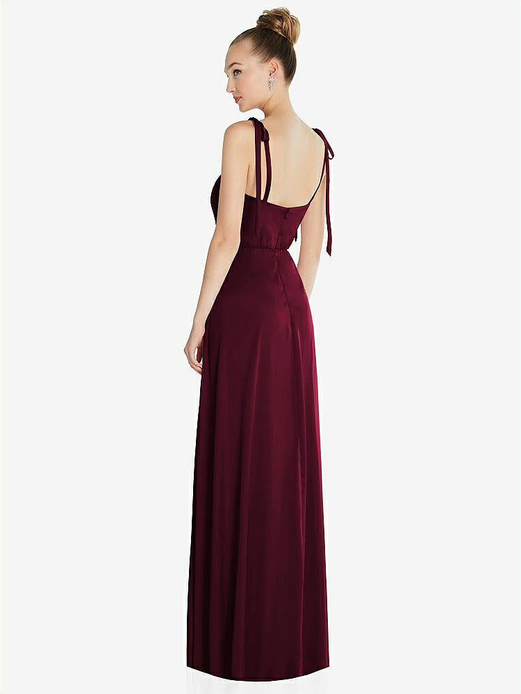 【STYLE: TH099】Tie Shoulder A-Line Maxi Dress【COLOR: Cabernet】