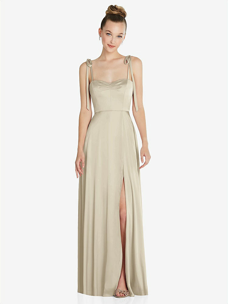 【NEW】【STYLE: TH099】ネクタイ 肩 a-line maxi ドレス【COLOR: Champagne】【SIZE: 00-30W】