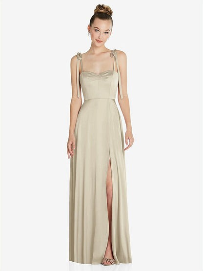 【NEW】【STYLE: TH099】ネクタイ 肩 a-line maxi ドレス【COLOR: Champagne】【SIZE: 00-30W】