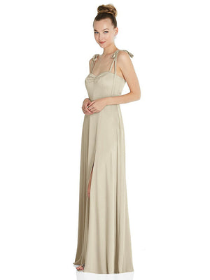 【STYLE: TH099】Tie Shoulder A-Line Maxi Dress【COLOR: Champagne】