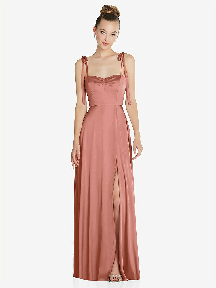 【NEW】【STYLE: TH099】ネクタイ 肩 a-line maxi ドレス【COLOR: Desert Rose】【SIZE: 00-30W】