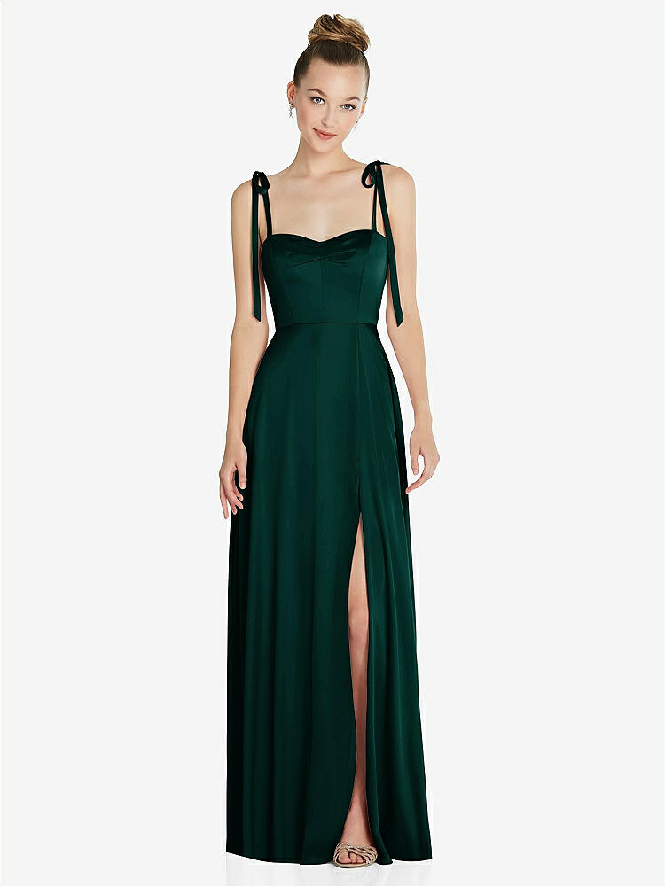 【NEW】【STYLE: TH099】ネクタイ 肩 a-line maxi ドレス【COLOR: Evergreen】【SIZE: 00-30W】