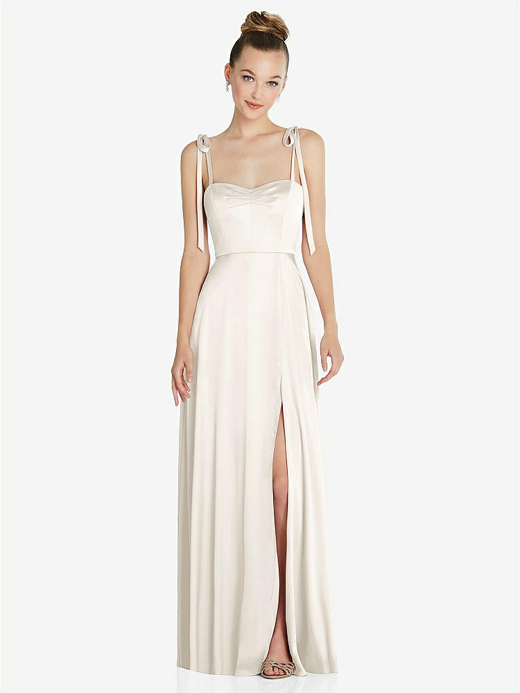 【NEW】【STYLE: TH099】ネクタイ 肩 a-line maxi ドレス【COLOR: Ivory】【SIZE: 00-30W】