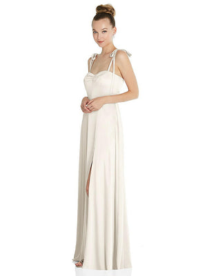 【NEW】【STYLE: TH099】ネクタイ 肩 a-line maxi ドレス【COLOR: Ivory】【SIZE: 00-30W】