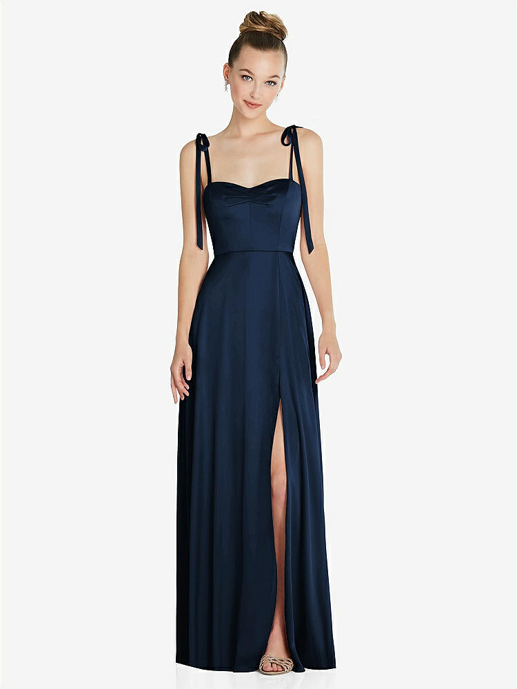 【NEW】【STYLE: TH099】ネクタイ 肩 a-line maxi ドレス【COLOR: Midnight Navy】【SIZE: 00-30W】