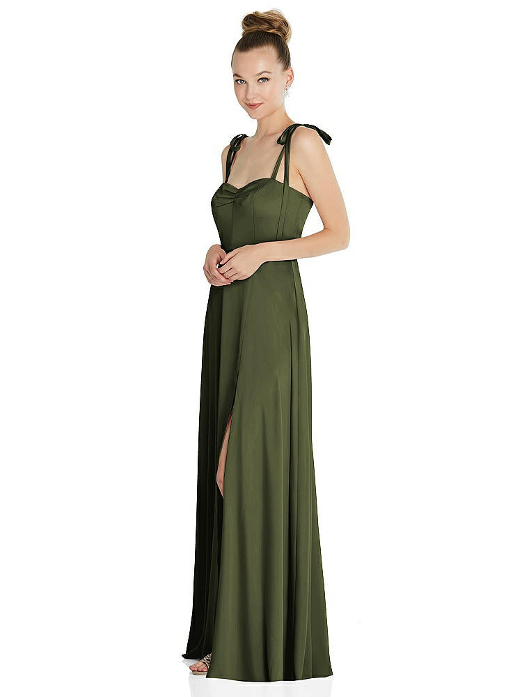 【NEW】【STYLE: TH099】ネクタイ 肩 a-line maxi ドレス【COLOR: Olive Green】【SIZE: 00-30W】