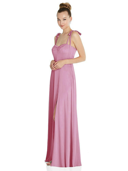 【NEW】【STYLE: TH099】ネクタイ 肩 a-line maxi ドレス【COLOR: Powder Pink】【SIZE: 00-30W】