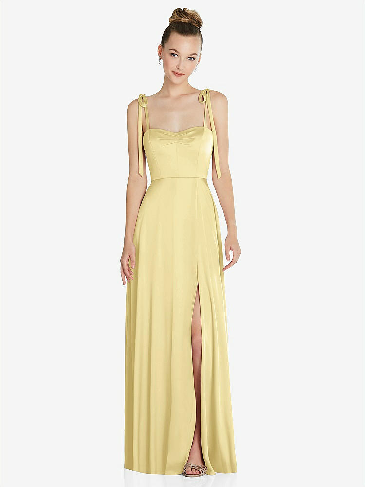 【NEW】【STYLE: TH099】ネクタイ 肩 a-line maxi ドレス【COLOR: Pale Yellow】【SIZE: 00-30W】