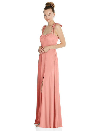 【NEW】【STYLE: TH099】ネクタイ 肩 a-line maxi ドレス【COLOR: Rose - PANTONE Rose Quartz】【SIZE: 00-30W】