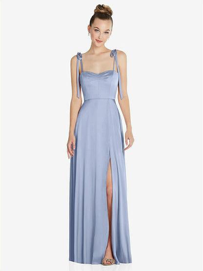 【NEW】【STYLE: TH099】ネクタイ 肩 a-line maxi ドレス【COLOR: Sky Blue】【SIZE: 00-30W】