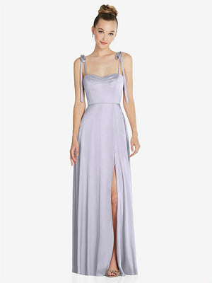 【NEW】【STYLE: TH099】ネクタイ 肩 a-line maxi ドレス【COLOR: Silver Dove】【SIZE: 00-30W】