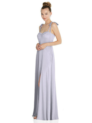 【NEW】【STYLE: TH099】ネクタイ 肩 a-line maxi ドレス【COLOR: Silver Dove】【SIZE: 00-30W】