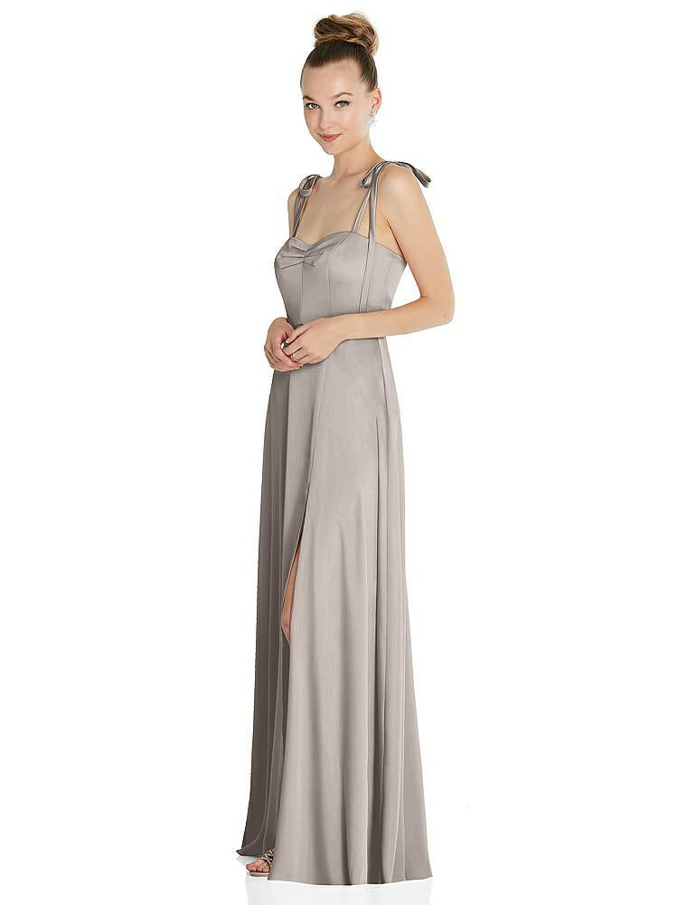 【NEW】【STYLE: TH099】ネクタイ 肩 a-line maxi ドレス【COLOR: Taupe】【SIZE: 00-30W】