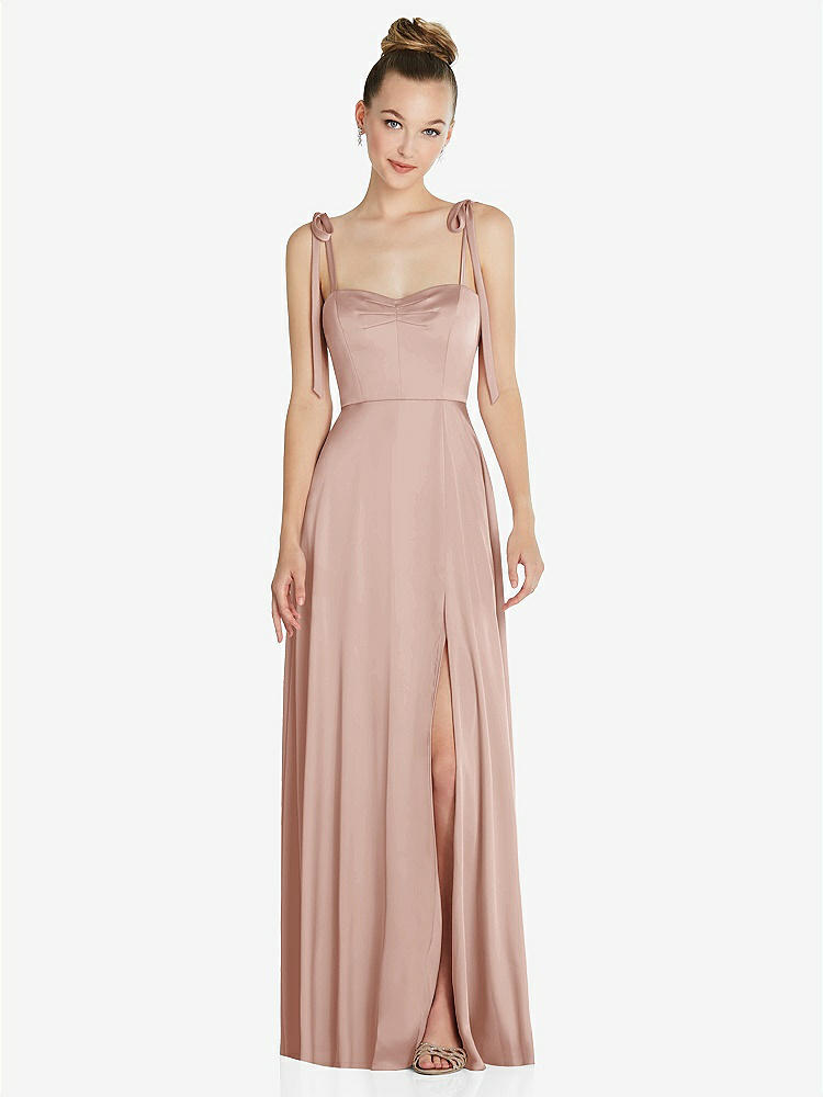 【NEW】【STYLE: TH099】ネクタイ 肩 a-line maxi ドレス【COLOR: Toasted Sugar】【SIZE: 00-30W】