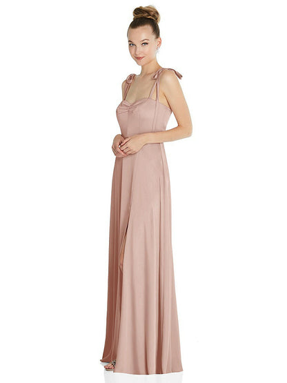 【NEW】【STYLE: TH099】ネクタイ 肩 a-line maxi ドレス【COLOR: Toasted Sugar】【SIZE: 00-30W】