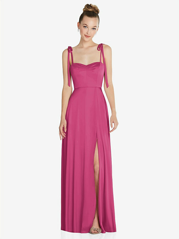 【NEW】【STYLE: TH099】ネクタイ 肩 a-line maxi ドレス【COLOR: Tea Rose】【SIZE: 00-30W】