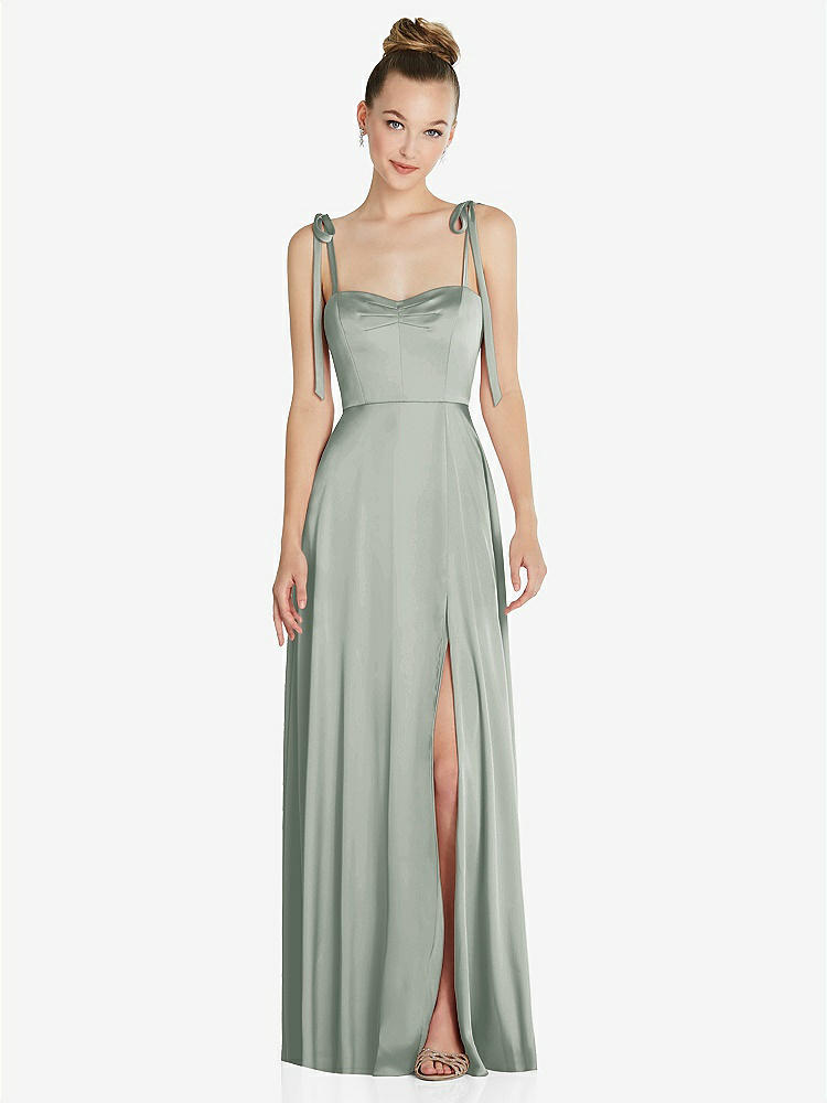 【NEW】【STYLE: TH099】ネクタイ 肩 a-line maxi ドレス【COLOR: Willow Green】【SIZE: 00-30W】